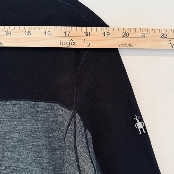 Smartwool Mens Merino 250 1/4 Zip Baselayer Size Large Black Gray Lightweight - Picture 12 of 15